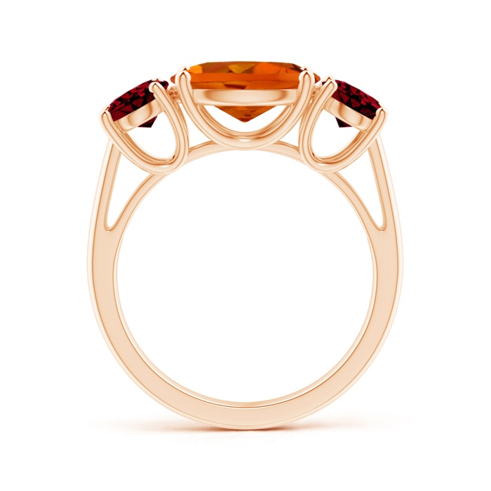 10x8mm AAAA Prong-Set Oval Citrine and Garnet Three Stone Ring in Rose Gold product image
