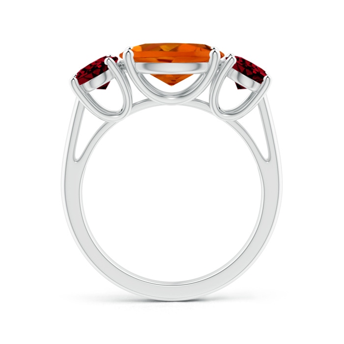10x8mm AAAA Prong-Set Oval Citrine and Garnet Three Stone Ring in White Gold product image