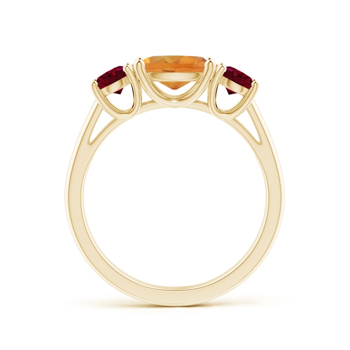 8x6mm AA Prong-Set Oval Citrine and Garnet Three Stone Ring in Yellow Gold product image