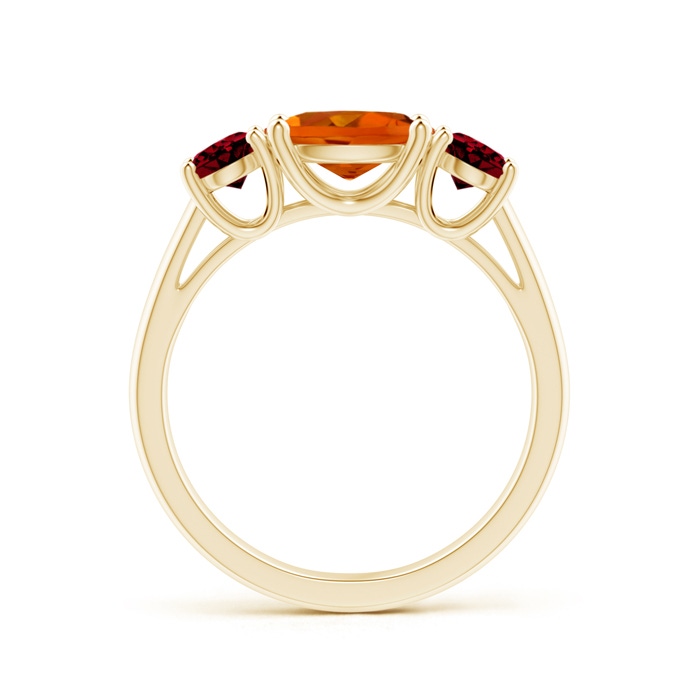 8x6mm AAAA Prong-Set Oval Citrine and Garnet Three Stone Ring in Yellow Gold product image