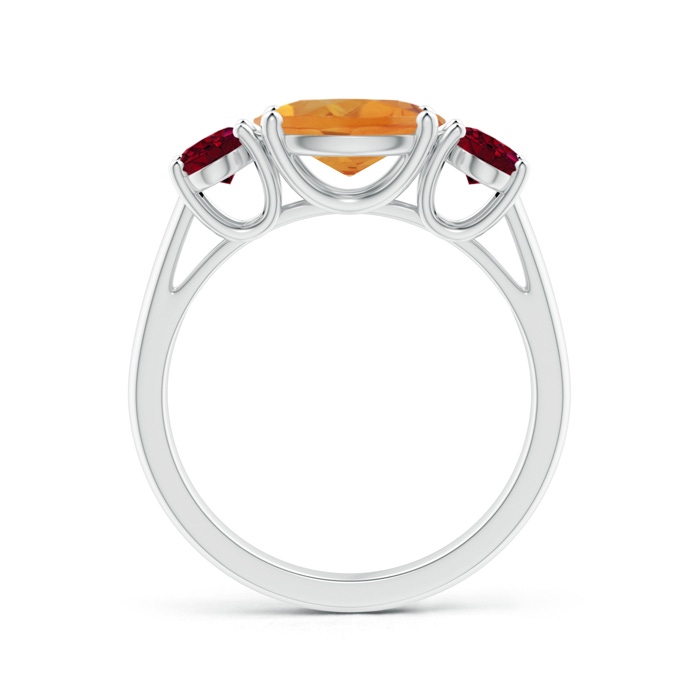 9x7mm AA Prong-Set Oval Citrine and Garnet Three Stone Ring in White Gold product image