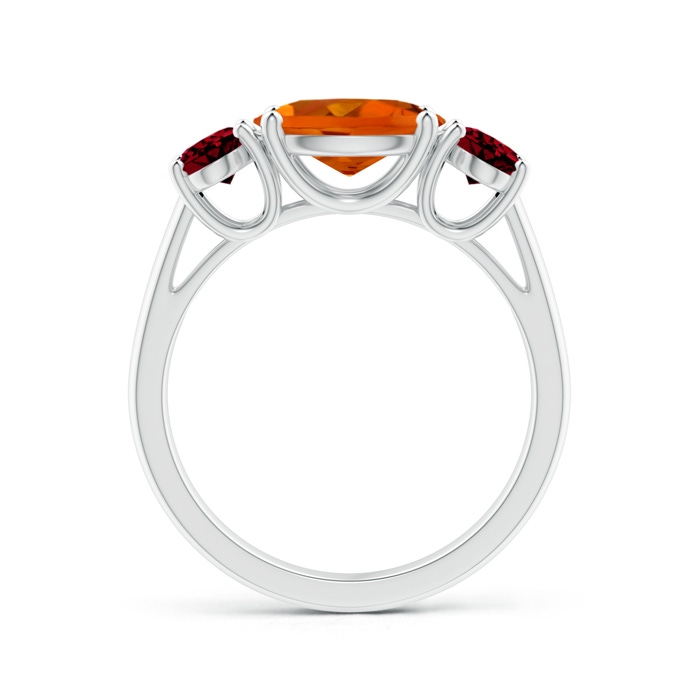 9x7mm AAAA Prong-Set Oval Citrine and Garnet Three Stone Ring in White Gold product image