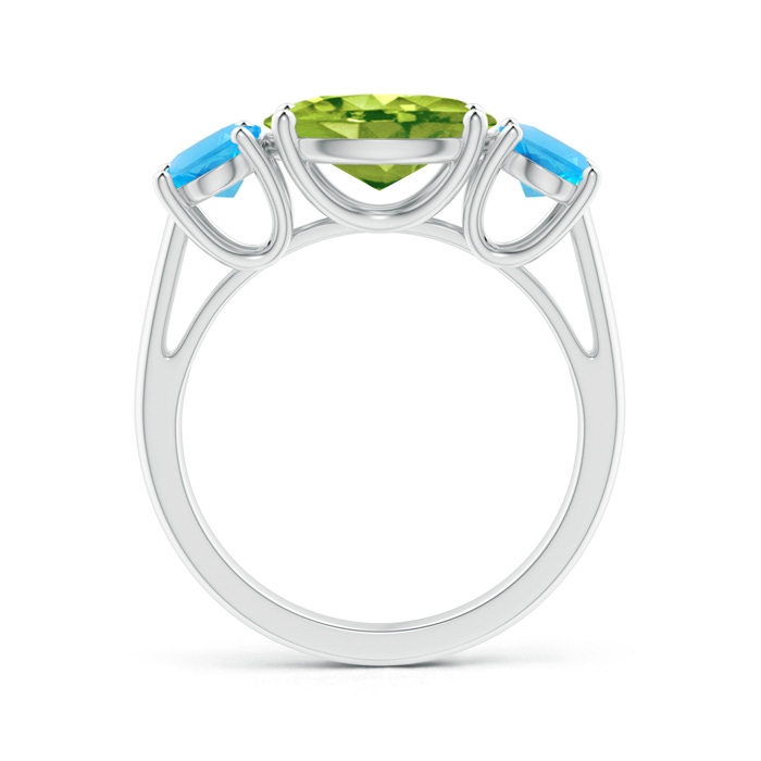 10x8mm AAA Prong-Set Oval Peridot and Swiss Blue Topaz Three Stone Ring in White Gold product image