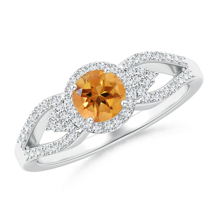 AA - Citrine / 0.74 CT / 14 KT White Gold