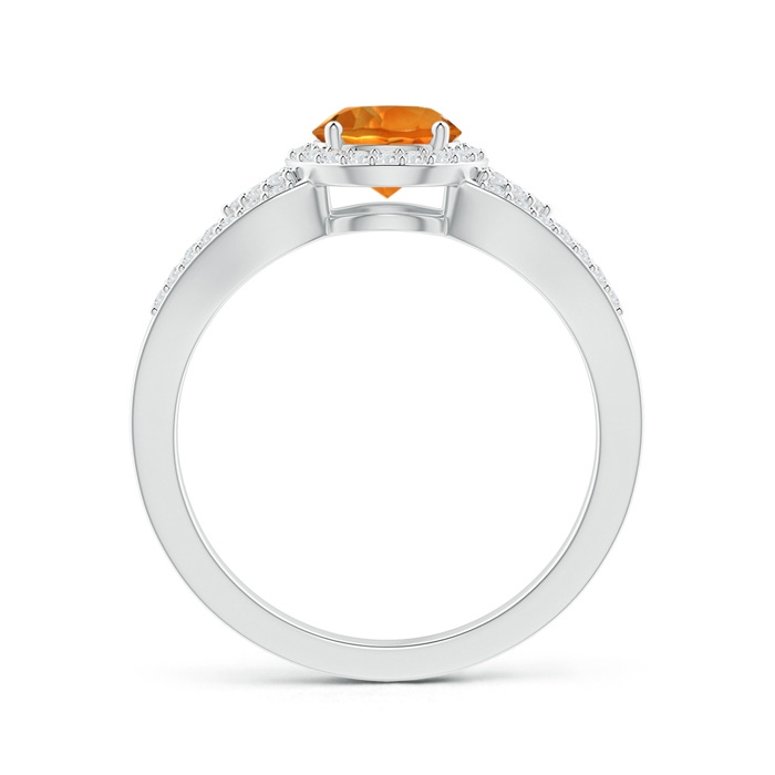 6mm AAAA Split Shank Round Citrine Halo Ring with Clustre Diamonds in White Gold product image