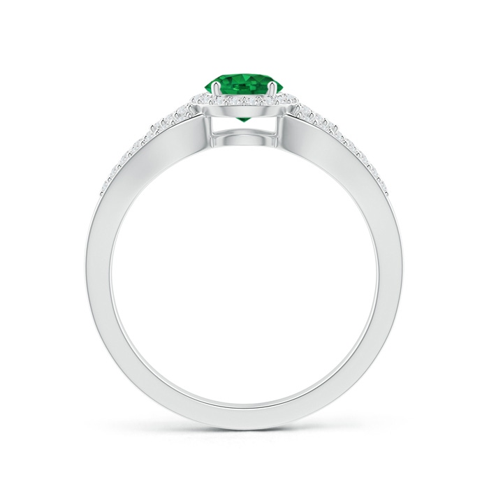 5mm AAA Split Shank Round Emerald Halo Ring with Clustre Diamonds in White Gold product image