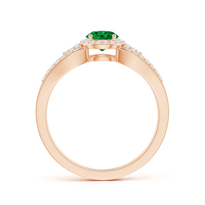 5mm AAAA Split Shank Round Emerald Halo Ring with Clustre Diamonds in Rose Gold product image