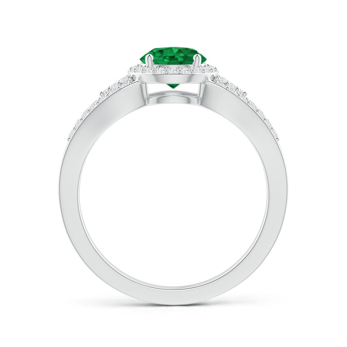 6mm AAA Split Shank Round Emerald Halo Ring with Clustre Diamonds in White Gold Product Image