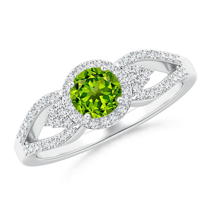 AAAA - Peridot / 0.84 CT / 14 KT White Gold