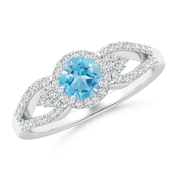 AA - Swiss Blue Topaz / 0.89 CT / 14 KT White Gold