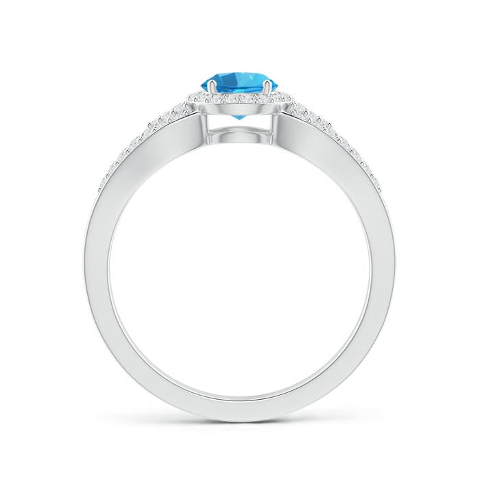 AAAA - Swiss Blue Topaz / 0.89 CT / 14 KT White Gold