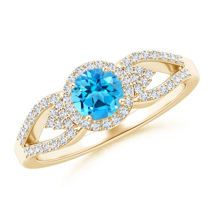 AAAA - Swiss Blue Topaz / 0.89 CT / 14 KT Yellow Gold