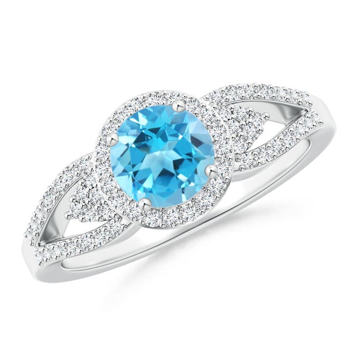 AAA - Swiss Blue Topaz / 1.25 CT / 14 KT White Gold