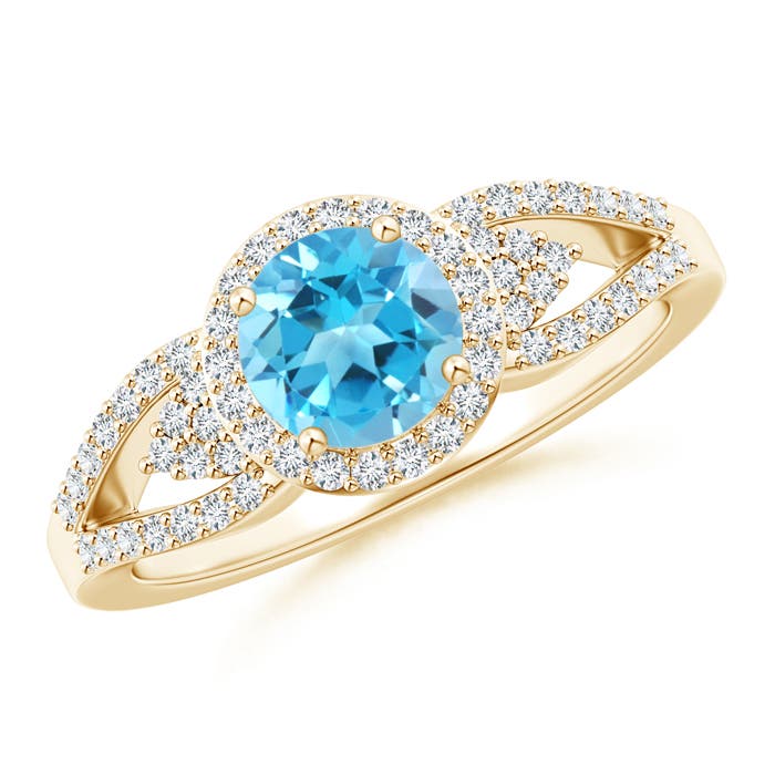 AAA - Swiss Blue Topaz / 1.25 CT / 14 KT Yellow Gold