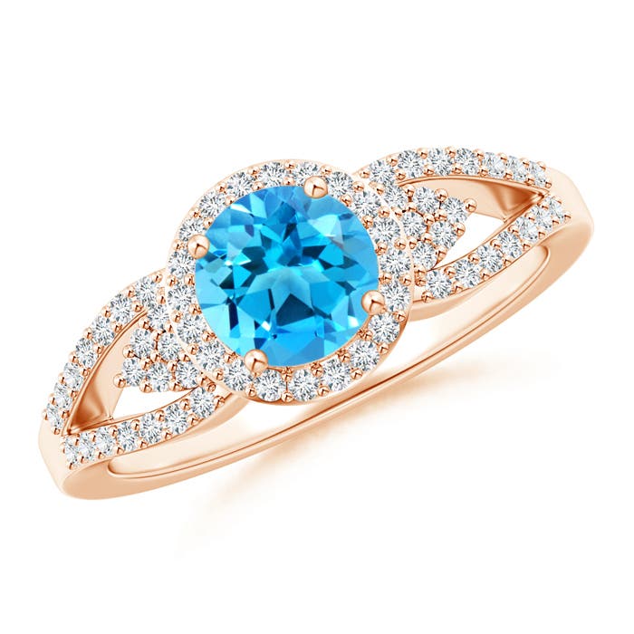 AAAA - Swiss Blue Topaz / 1.25 CT / 14 KT Rose Gold