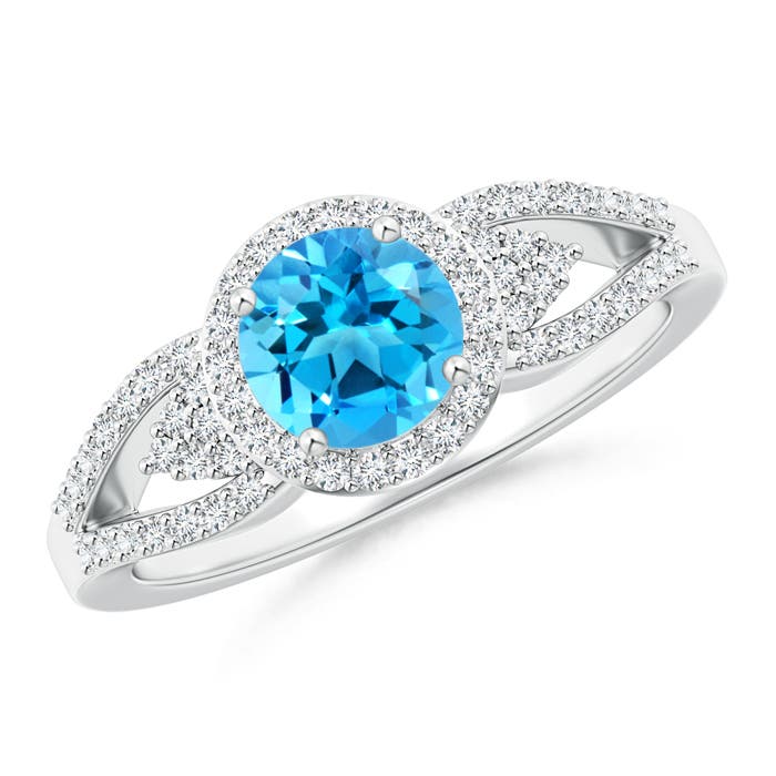 AAAA - Swiss Blue Topaz / 1.25 CT / 14 KT White Gold