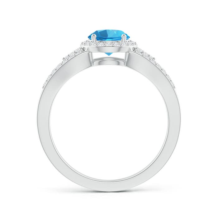 AAAA - Swiss Blue Topaz / 1.25 CT / 14 KT White Gold