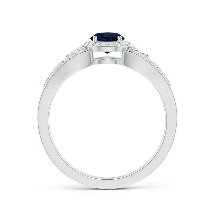 A - Blue Sapphire / 0.89 CT / 14 KT White Gold