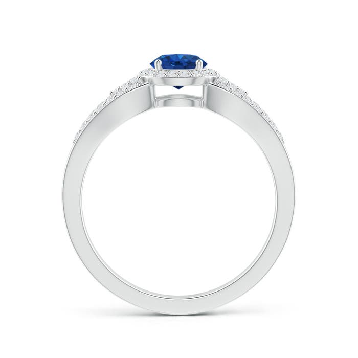 AAA - Blue Sapphire / 0.89 CT / 14 KT White Gold