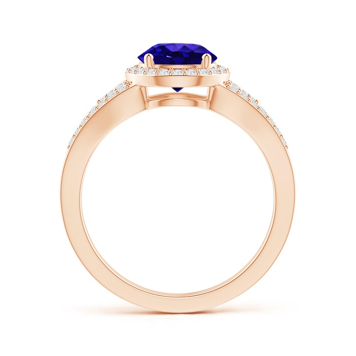 7mm AAAA Split Shank Round Tanzanite Halo Ring with Clustre Diamonds in Rose Gold product image