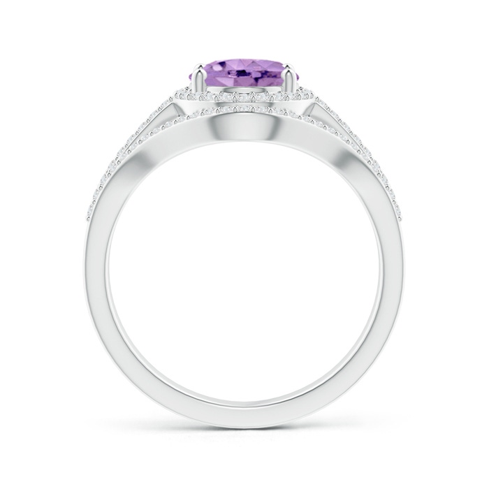 9x7mm A Triple Shank Oval Amethyst and Diamond Halo Ring in P950 Platinum product image