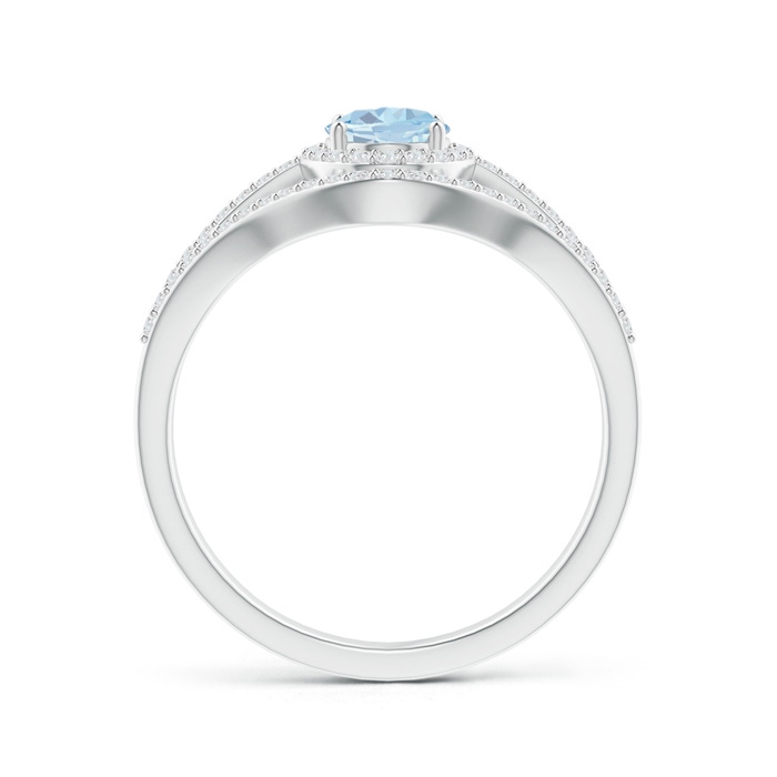 7x5mm A Triple Shank Oval Aquamarine and Diamond Halo Ring in White Gold side 199