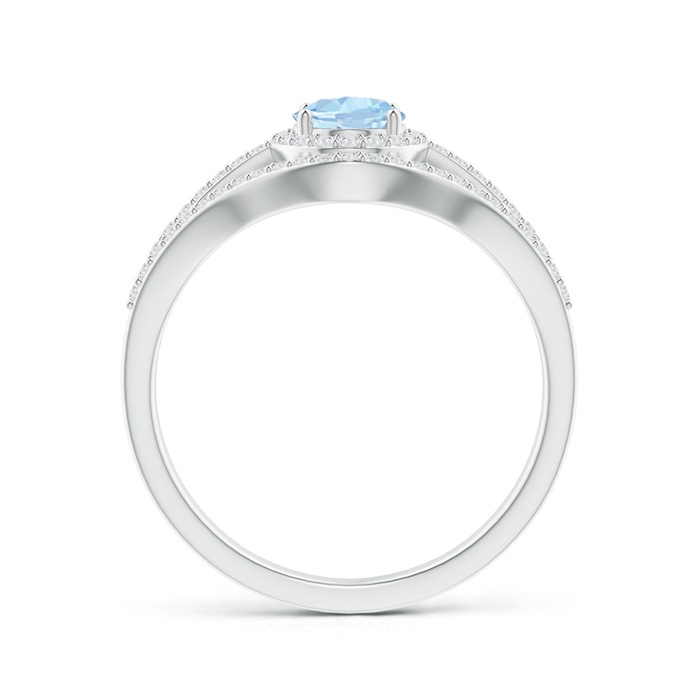 7x5mm AA Triple Shank Oval Aquamarine and Diamond Halo Ring in White Gold side 199