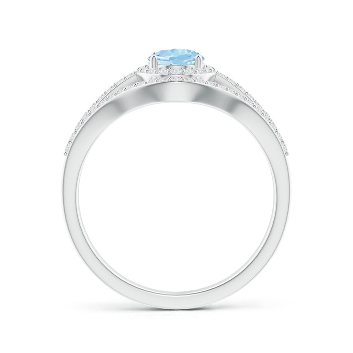 7x5mm AAA Triple Shank Oval Aquamarine and Diamond Halo Ring in White Gold side 199