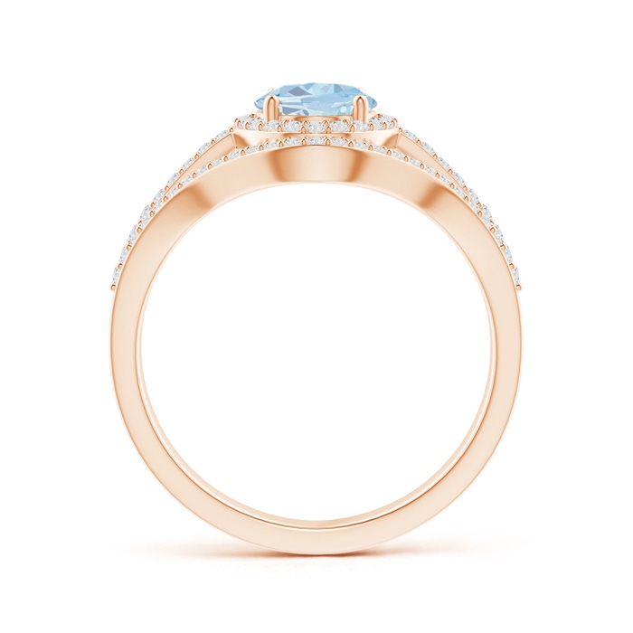 8x6mm A Triple Shank Oval Aquamarine and Diamond Halo Ring in Rose Gold side 199