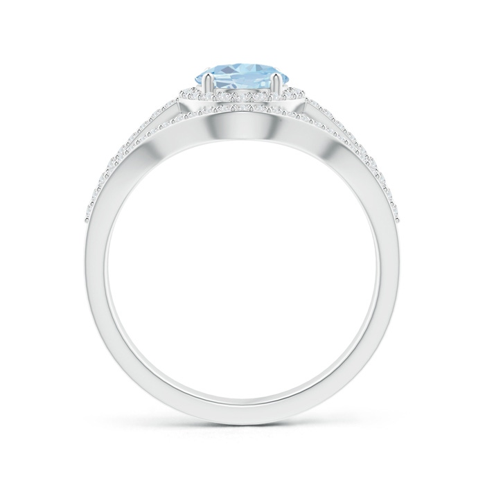 8x6mm A Triple Shank Oval Aquamarine and Diamond Halo Ring in White Gold side 199