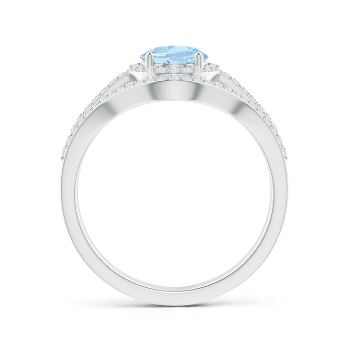 8x6mm AA Triple Shank Oval Aquamarine and Diamond Halo Ring in White Gold side 199