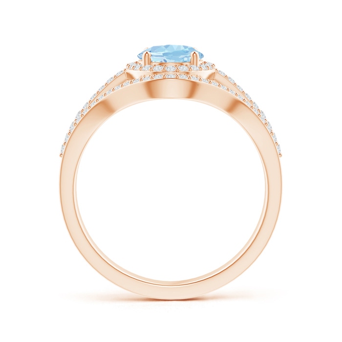 8x6mm AAA Triple Shank Oval Aquamarine and Diamond Halo Ring in Rose Gold side 199