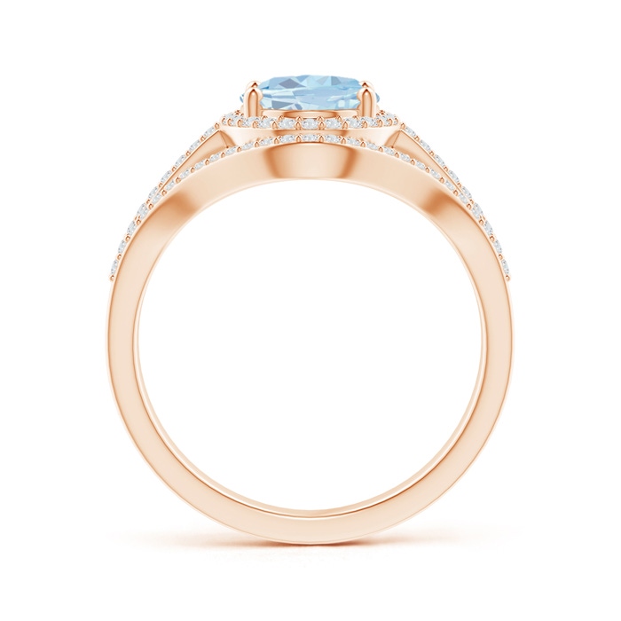 9x7mm A Triple Shank Oval Aquamarine and Diamond Halo Ring in Rose Gold side 199