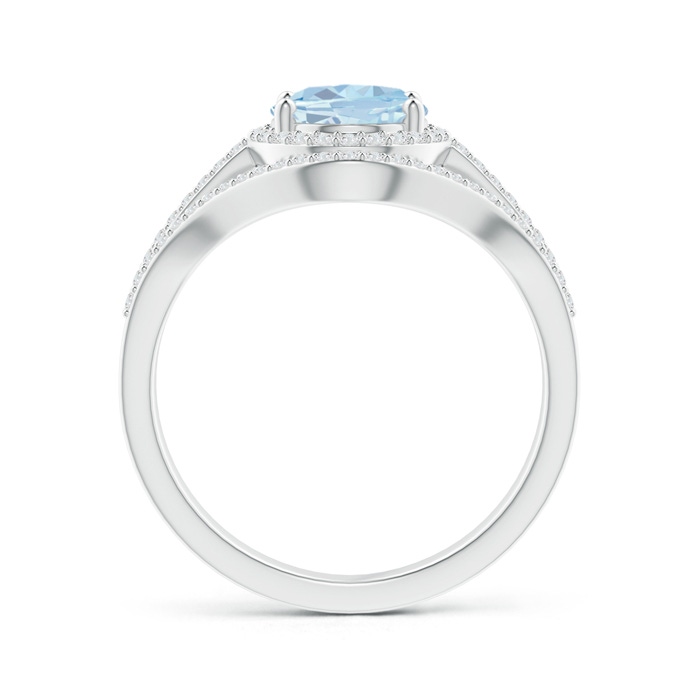 9x7mm A Triple Shank Oval Aquamarine and Diamond Halo Ring in White Gold side 199