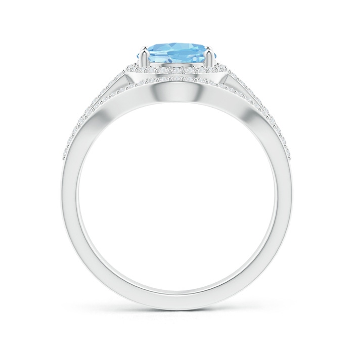 9x7mm AAAA Triple Shank Oval Aquamarine and Diamond Halo Ring in 18K White Gold side 199