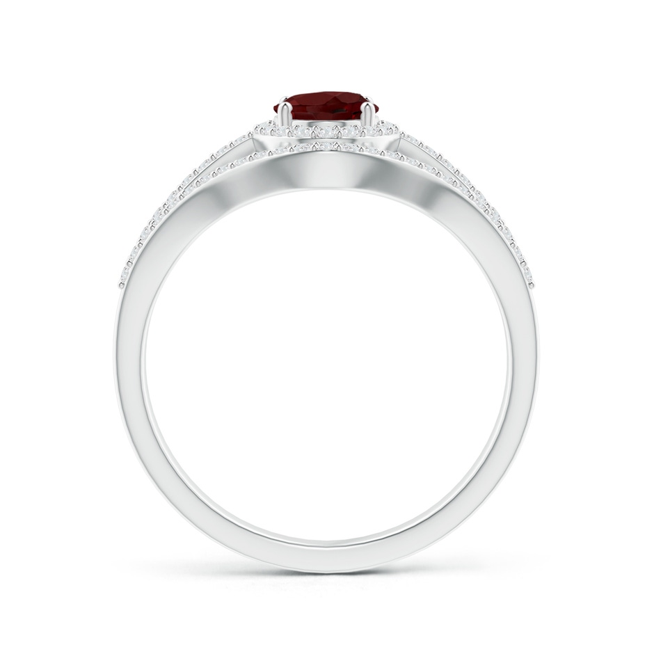 7x5mm AAA Triple Shank Oval Garnet and Diamond Halo Ring in White Gold product image