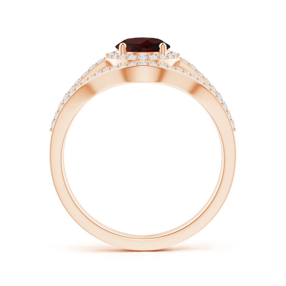 8x6mm A Triple Shank Oval Garnet and Diamond Halo Ring in Rose Gold product image