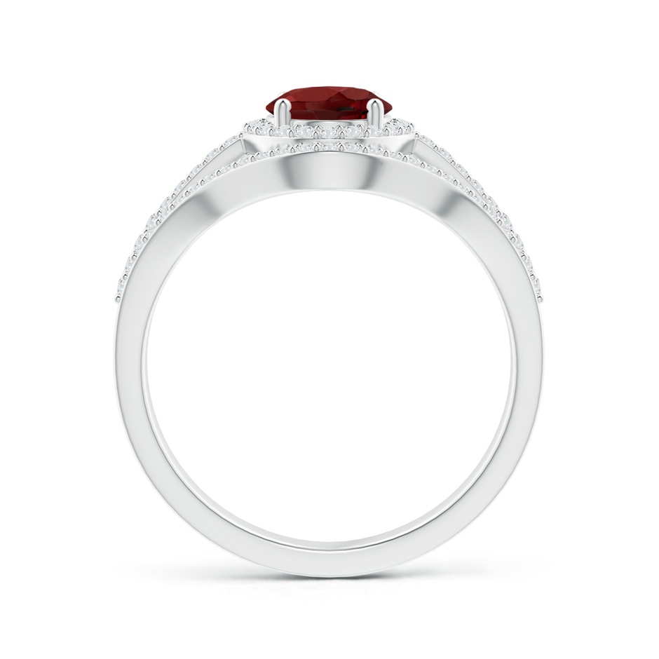 8x6mm AAAA Triple Shank Oval Garnet and Diamond Halo Ring in P950 Platinum product image