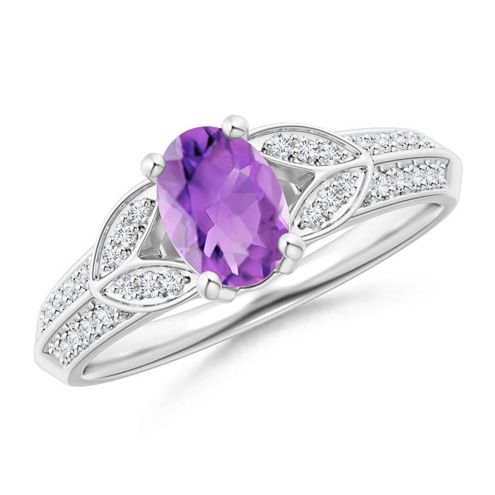 AA - Amethyst / 0.88 CT / 14 KT White Gold