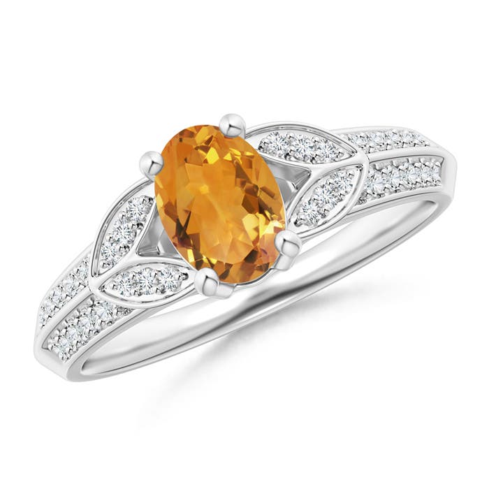 AA - Citrine / 0.93 CT / 14 KT White Gold