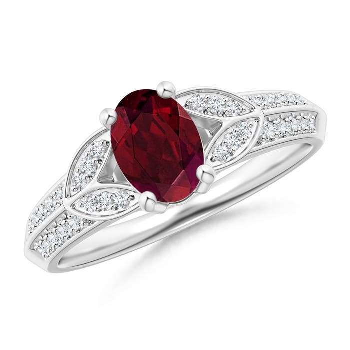 AA - Garnet / 1.08 CT / 14 KT White Gold