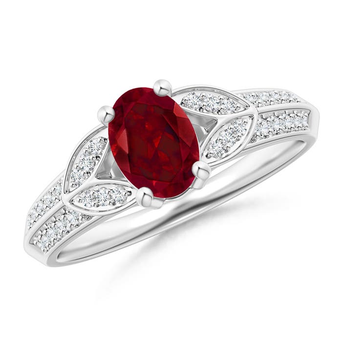 AAA - Garnet / 1.08 CT / 14 KT White Gold