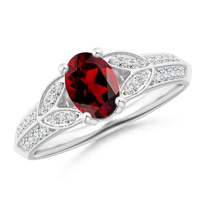 AAAA - Garnet / 1.08 CT / 14 KT White Gold