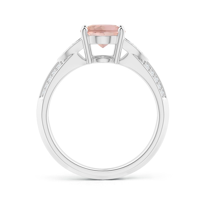 9x7mm AAA Knife-Edged Oval Morganite Solitaire Ring with Pavé Diamonds in White Gold product image