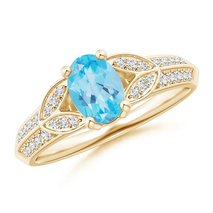 AA - Swiss Blue Topaz / 1.13 CT / 14 KT Yellow Gold