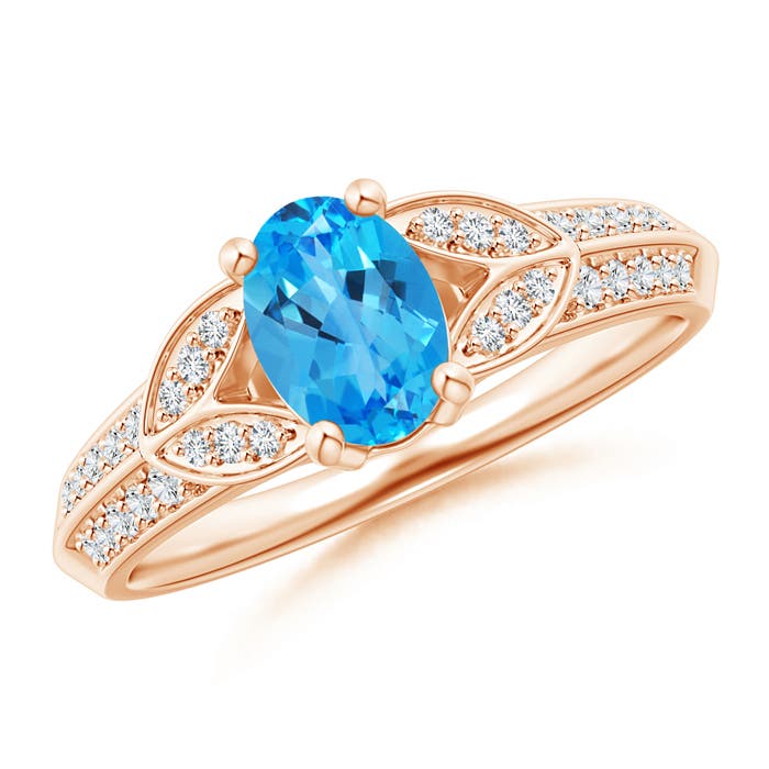 AAAA - Swiss Blue Topaz / 1.13 CT / 14 KT Rose Gold