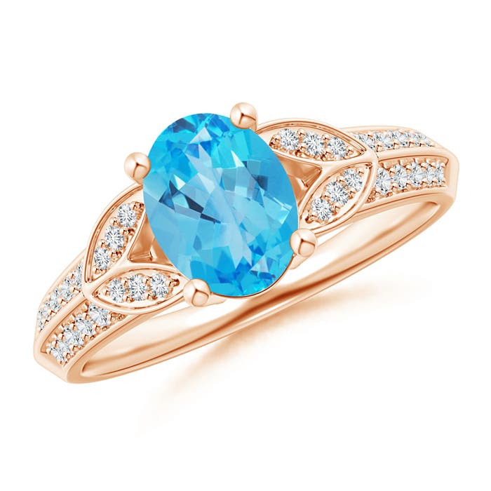 AAA - Swiss Blue Topaz / 1.68 CT / 14 KT Rose Gold