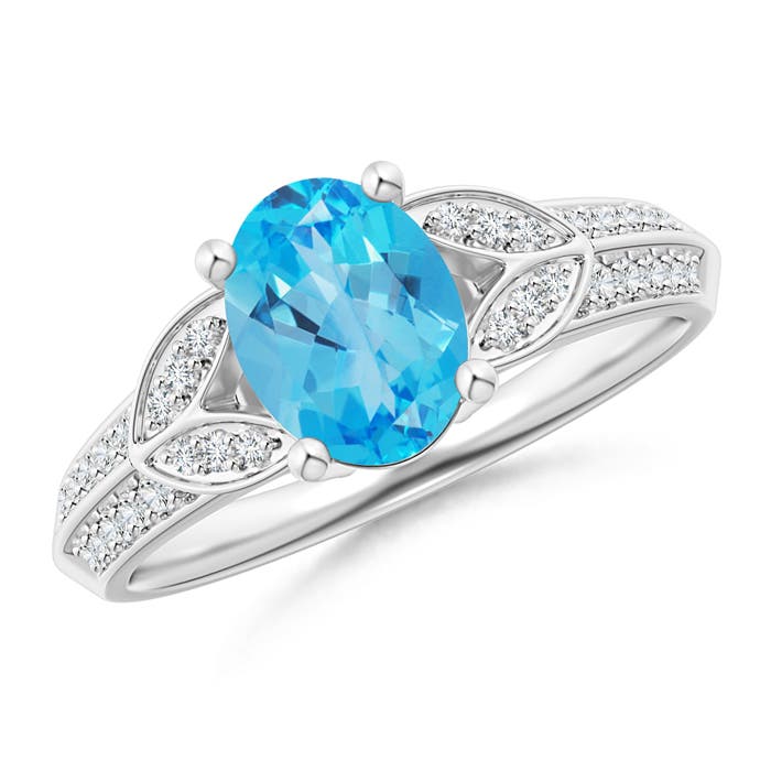 AAA - Swiss Blue Topaz / 1.68 CT / 14 KT White Gold