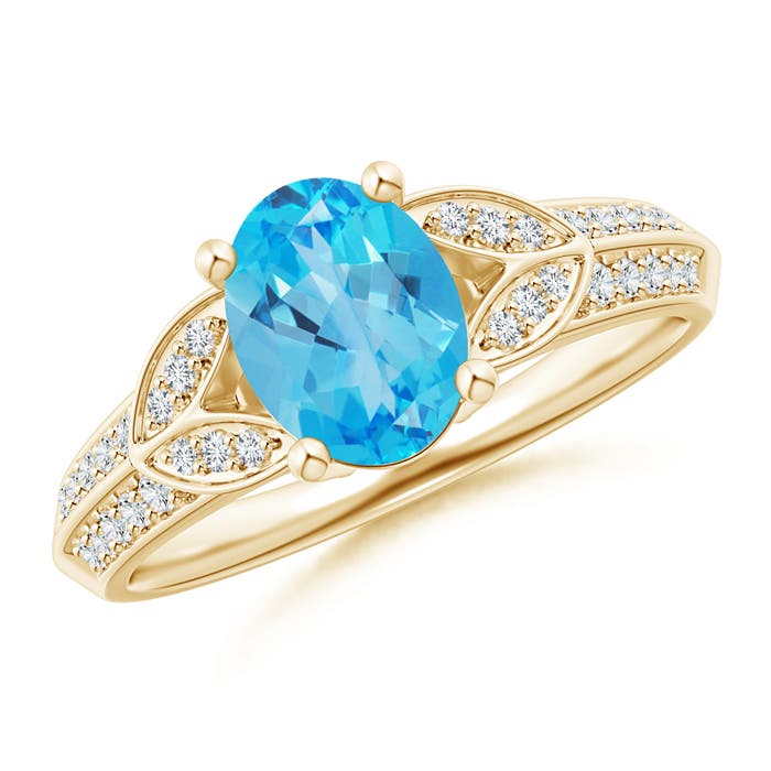 AAA - Swiss Blue Topaz / 1.68 CT / 14 KT Yellow Gold