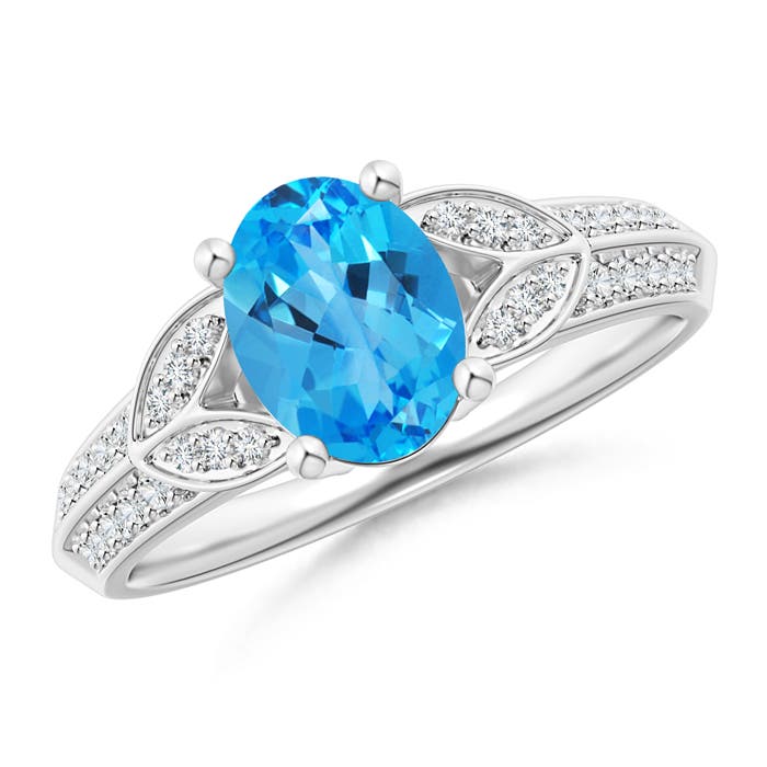 AAAA - Swiss Blue Topaz / 1.68 CT / 14 KT White Gold